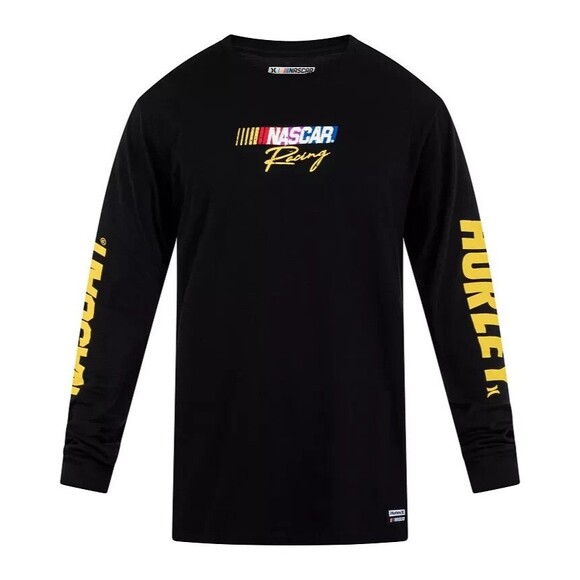 Hurley Men's Nascar Everyday Flame Long Sleeve Cotton T-shirt Black XXL - Picture 4 of 8